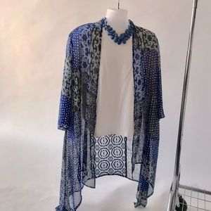 NWT lace back Danube blue duster. 3/4 sleeves. Size 2= size 12/14. Make offer